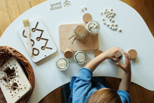 Load image into Gallery viewer, a boy playing good wood preschool wooden board