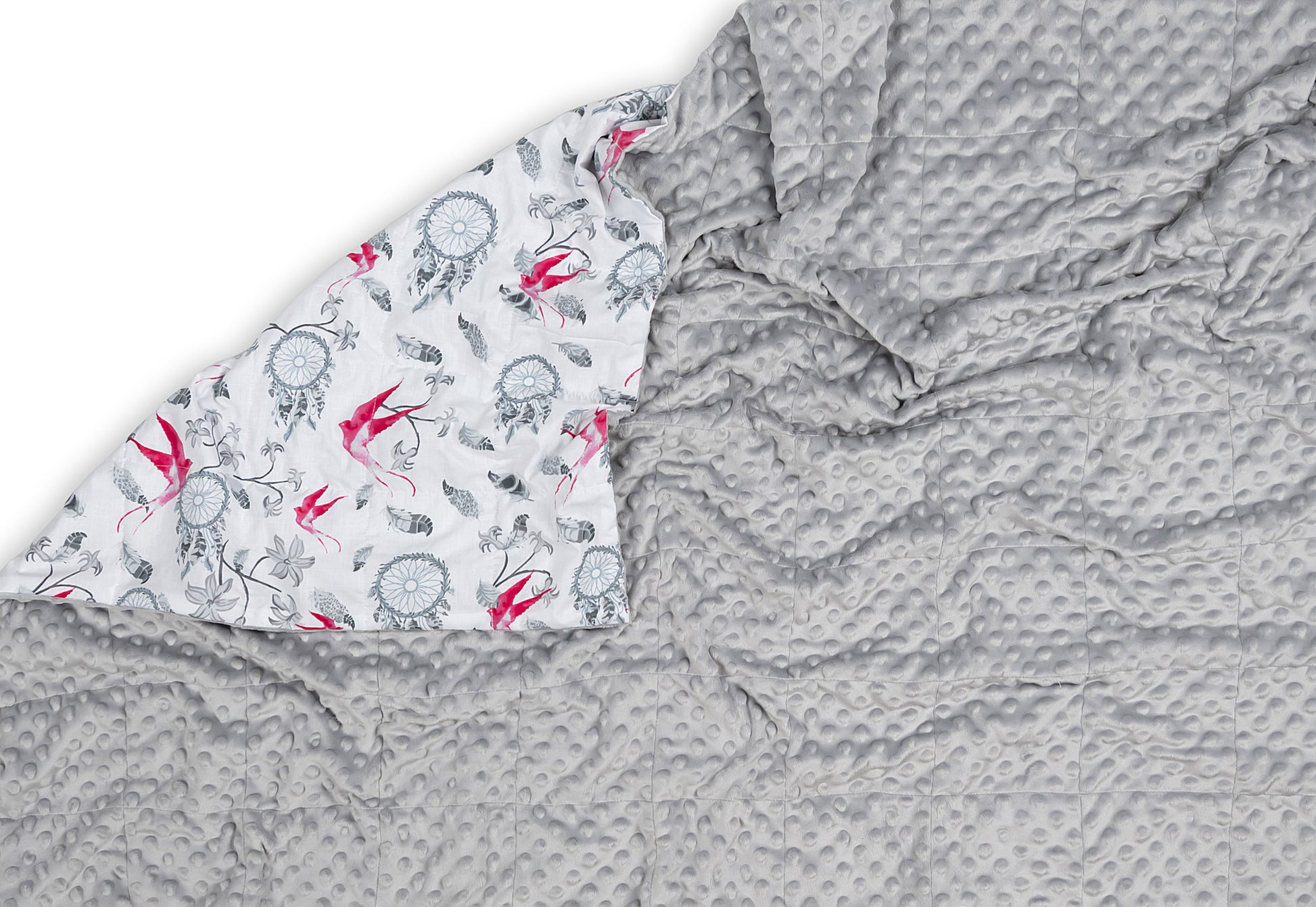 DREAMCATCHERS WEIGHTED BLANKET plush side in light grey