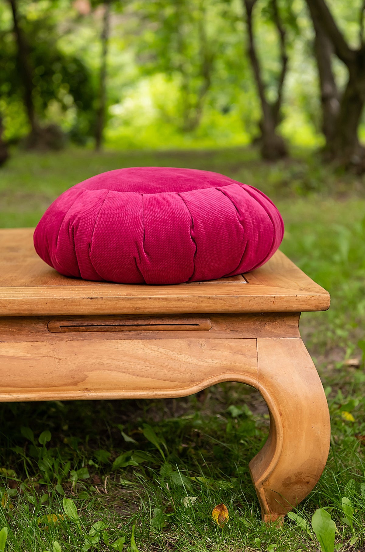 zafu pillow in carmine velvet | sensory owl