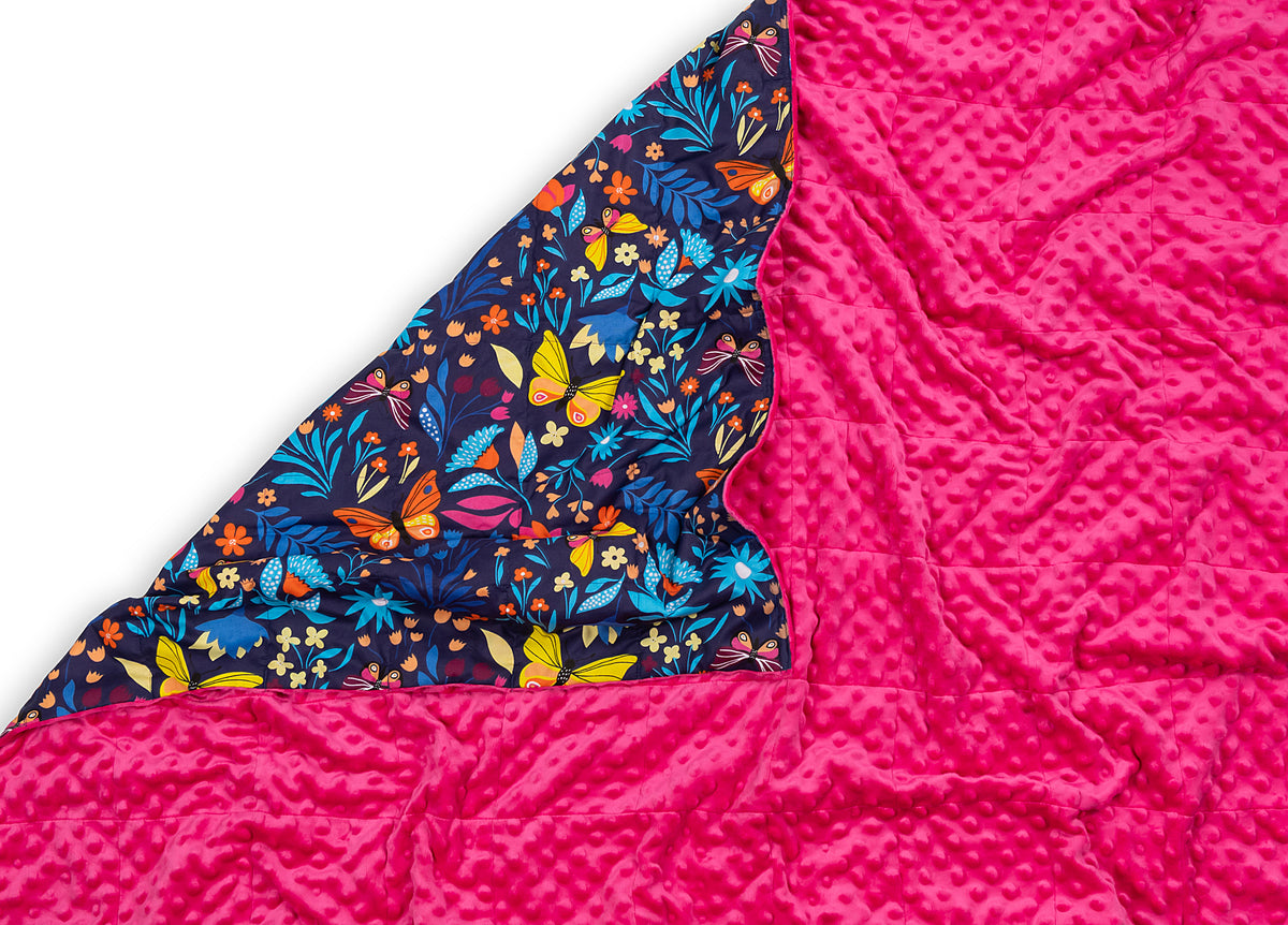 SUMMER MEADOW COTTON TOP WEIGHTED BLANKET plush side up