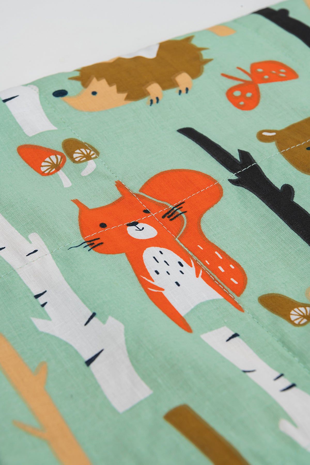 woodland animals cotton print top cloes up