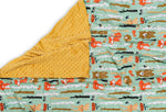 woodland animals cotton weighted blanket with minky backing open corner