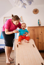 Load image into Gallery viewer, smiling child sliding on the ladder/slider attached to the good wood rocker