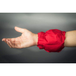 Human hand dressed in red Cotton Wrist Weights - Sensory Owl